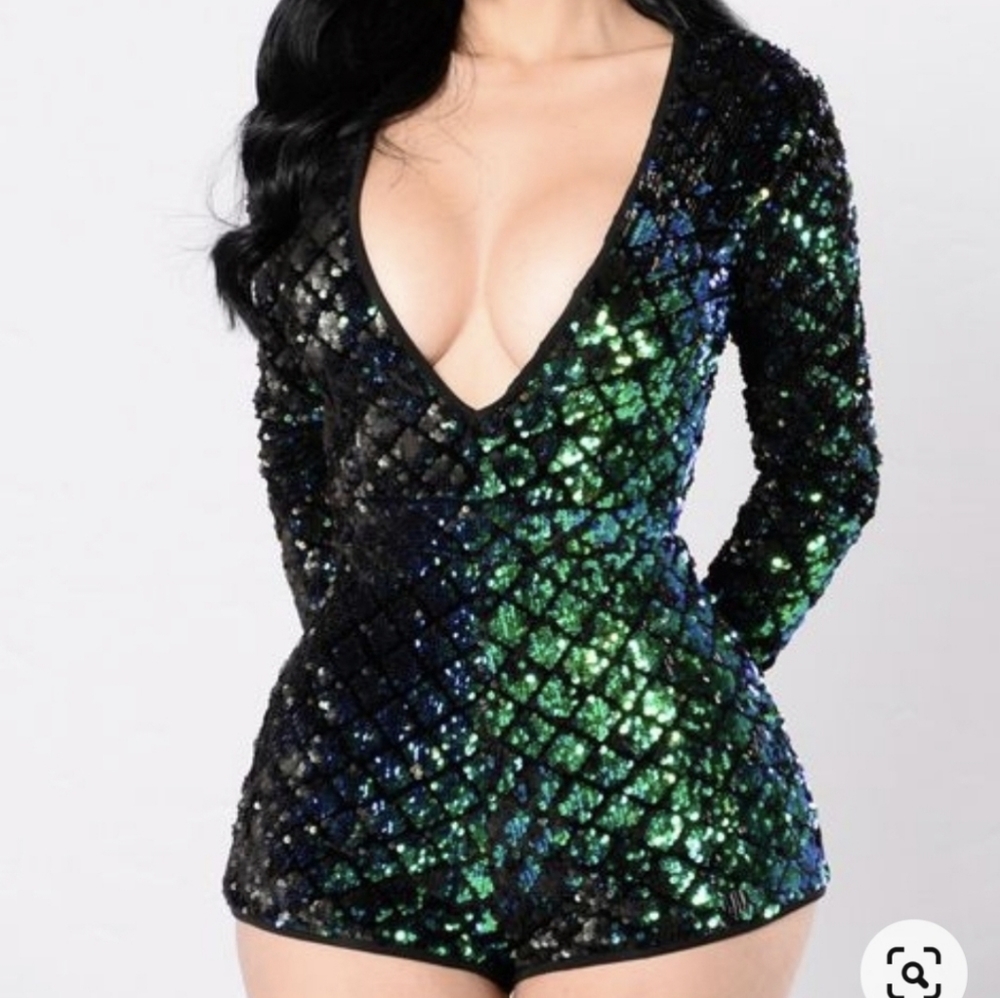 Sequin Long Sleeve Romper